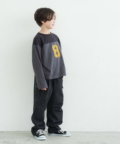 coca(coca)(コカ)の「キッズ 切替ナンバリングコットンロンT(Tシャツ/カットソー・キッズ・ライトグレー/チャコール・110/140/130/120)」の5枚目の写真