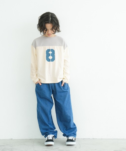 coca(coca)(コカ)の「キッズ 切替ナンバリングコットンロンT(Tシャツ/カットソー・キッズ・ライトグレー/チャコール・110/140/130/120)」の7枚目の写真