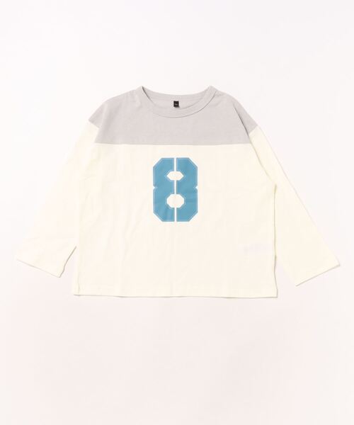 coca(coca)(コカ)の「キッズ 切替ナンバリングコットンロンT(Tシャツ/カットソー・キッズ・ライトグレー/チャコール・110/140/130/120)」の4枚目の写真