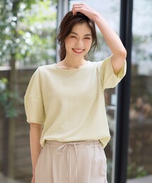 シャーリングランタンスリーブトップス