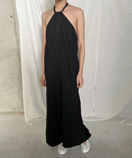 EDIT. FOR LULU フレンチリネンMIXホルターネック ドレス EDIT. FOR LULU フレンチリネンMIXホルターネック ドレス