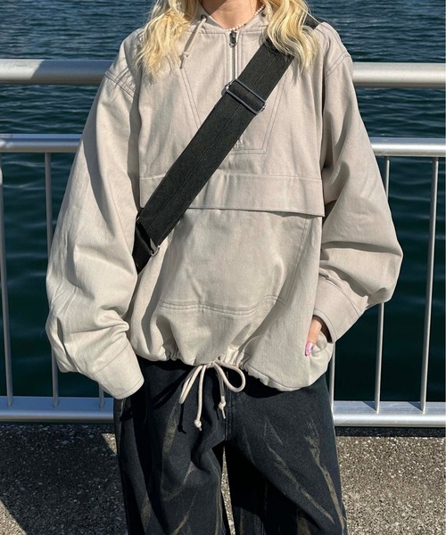 sedacle（セダクル）の「配色ステッチアノラックパーカー（パーカー・メンズ・ブラック/カーキ/ボルドー/グレイッシュベージュ/ライトグレー・SMALL/MEDIUM/LARGE）」の3枚目の写真