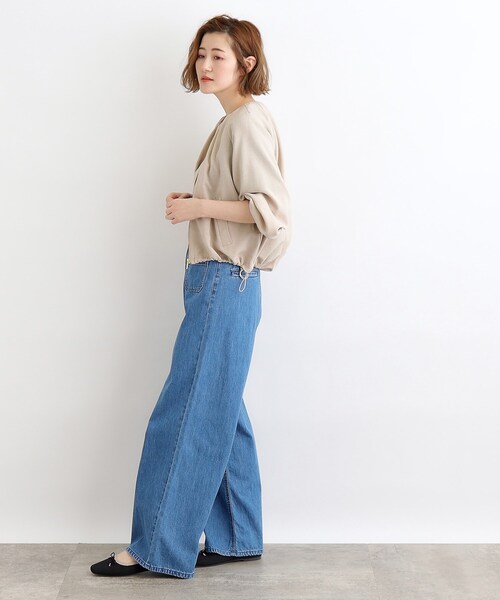grove(グローブ)の「◆丸みのあるフォルムが女性らしい大人のノーカラーギャザーブルゾン(ブルゾン・レディース・カーキ/ナチュラル/チャコールグレー・02/03/01/04/05)」の14枚目の写真