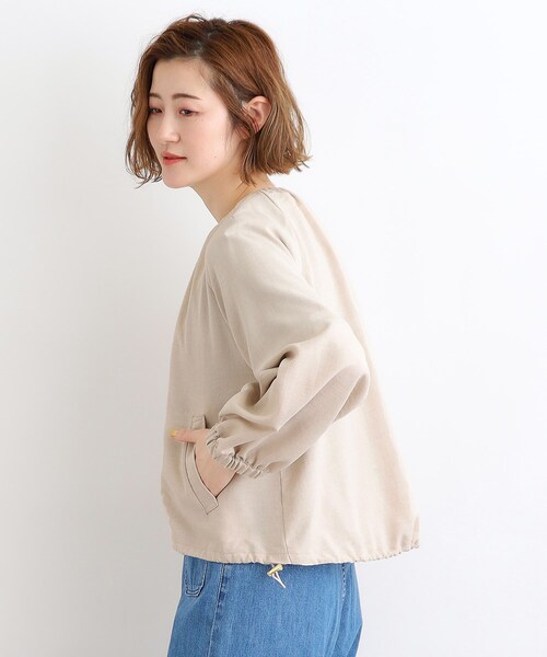 grove(グローブ)の「◆丸みのあるフォルムが女性らしい大人のノーカラーギャザーブルゾン(ブルゾン・レディース・カーキ/ナチュラル/チャコールグレー・02/03/01/04/05)」の17枚目の写真
