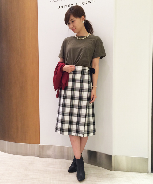 Jewel Changes（ジュエルチェンジズ）の「☆JOC PE/R チェック 巻きスカート（スカート・レディース・オフホワイト/ネイビー・38/36）」の6枚目の写真