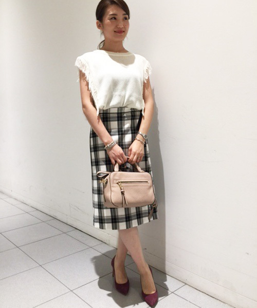 Jewel Changes（ジュエルチェンジズ）の「☆JOC PE/R チェック 巻きスカート（スカート・レディース・オフホワイト/ネイビー・38/36）」の14枚目の写真