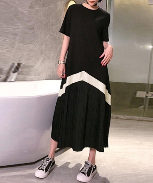Miniministore(ミニミニストア)の「ロング ワンピース レディース Aライン半袖半袖(ワンピース・レディース・ブラック/ベージュ・FREE)」の22枚目の写真