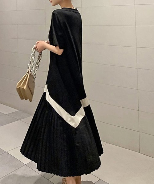 Miniministore(ミニミニストア)の「ロング ワンピース レディース Aライン半袖半袖(ワンピース・レディース・ブラック/ベージュ・FREE)」の4枚目の写真
