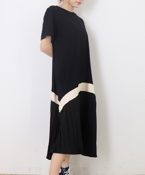 Miniministore(ミニミニストア)の「ロング ワンピース レディース Aライン半袖半袖(ワンピース・レディース・ブラック/ベージュ・FREE)」の7枚目の写真