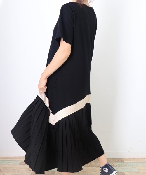 Miniministore(ミニミニストア)の「ロング ワンピース レディース Aライン半袖半袖(ワンピース・レディース・ブラック/ベージュ・FREE)」の8枚目の写真
