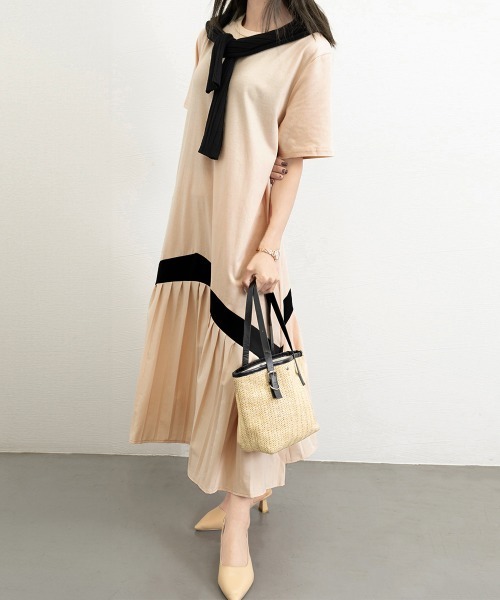 Miniministore(ミニミニストア)の「ロング ワンピース レディース Aライン半袖半袖(ワンピース・レディース・ブラック/ベージュ・FREE)」の10枚目の写真