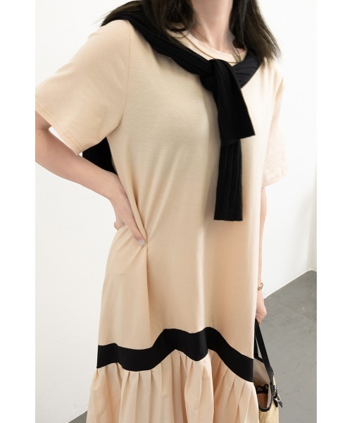 Miniministore(ミニミニストア)の「ロング ワンピース レディース Aライン半袖半袖(ワンピース・レディース・ブラック/ベージュ・FREE)」の12枚目の写真