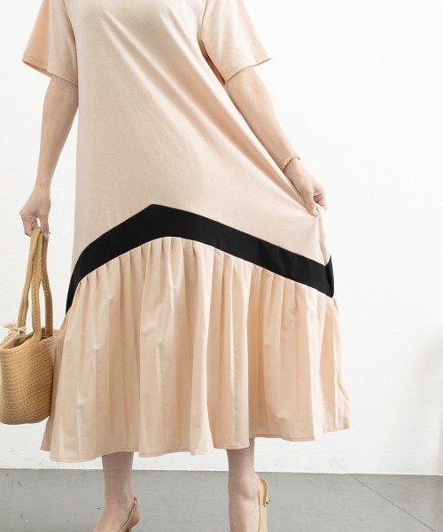 Miniministore(ミニミニストア)の「ロング ワンピース レディース Aライン半袖半袖(ワンピース・レディース・ブラック/ベージュ・FREE)」の13枚目の写真