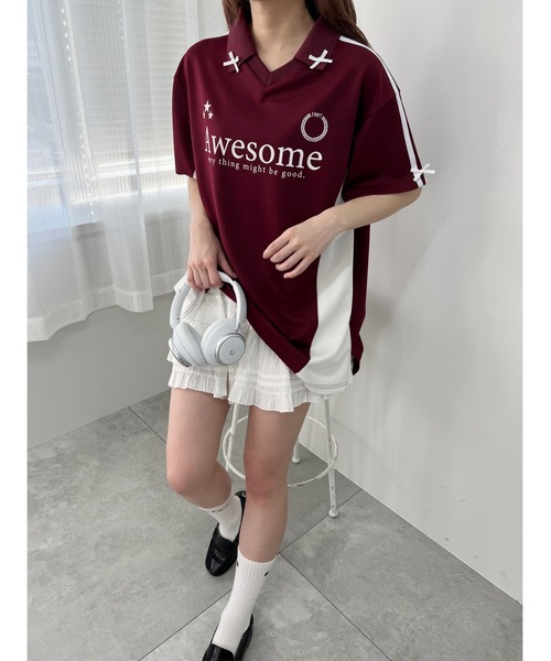 WC（ダブル シー）の「リボンポイントユニフォーム（Tシャツ/カットソー・レディース・ブラック/サックスブルー/ワインレッド・FREE）」の21枚目の写真