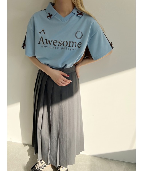 WC（ダブル シー）の「リボンポイントユニフォーム（Tシャツ/カットソー・レディース・ブラック/サックスブルー/ワインレッド・FREE）」の19枚目の写真