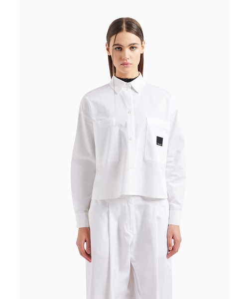 ブラウス シャツ 「A|X アルマーニ エクスチェンジ」AXロゴ　半袖ルーズシャツ レディース ARMANI EXCHANGE（アルマーニエクスチェンジ）の「【A|X