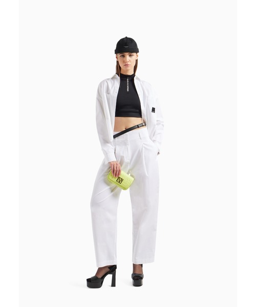 ブラウス シャツ 「A|X アルマーニ エクスチェンジ」AXロゴ　半袖ルーズシャツ レディース ARMANI EXCHANGE（アルマーニエクスチェンジ）の「【A|X