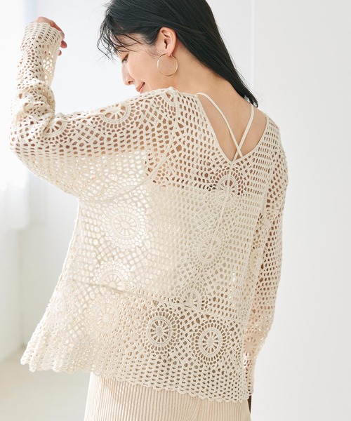 セール】クロシェVネックトップス（Tシャツ/カットソー）｜coca