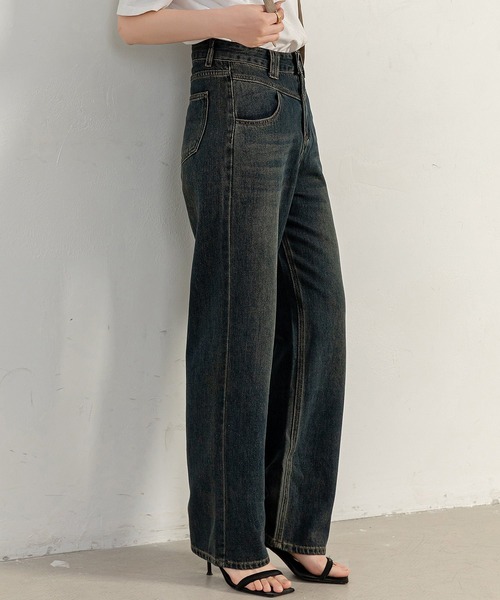 DAY CLOSET(デイ クローゼット)の「レディース ヴィンテージライクタテナガストレートデニムパンツ(デニムパンツ・レディース・ダークインディゴブルー/ブルー・XL/M/S/XS/L/2XL)」の4枚目の写真