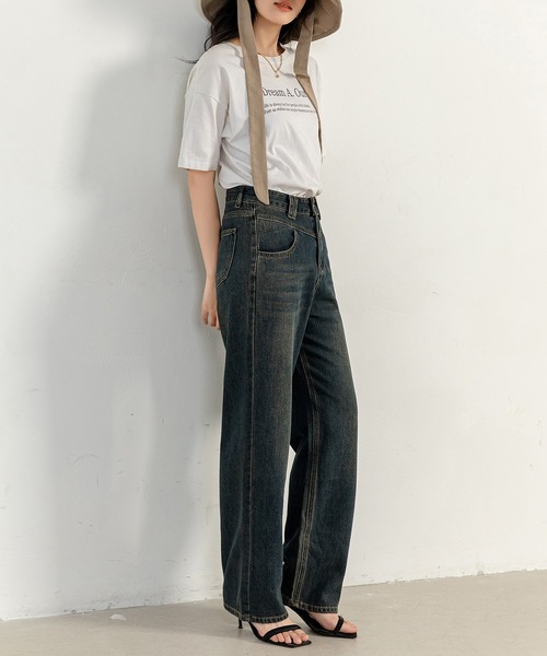 DAY CLOSET(デイ クローゼット)の「レディース ヴィンテージライクタテナガストレートデニムパンツ(デニムパンツ・レディース・ダークインディゴブルー/ブルー・XL/M/S/XS/L/2XL)」の9枚目の写真
