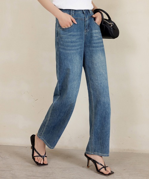 DAY CLOSET(デイ クローゼット)の「レディース ヴィンテージライクタテナガストレートデニムパンツ(デニムパンツ・レディース・ダークインディゴブルー/ブルー・XL/M/S/XS/L/2XL)」の12枚目の写真