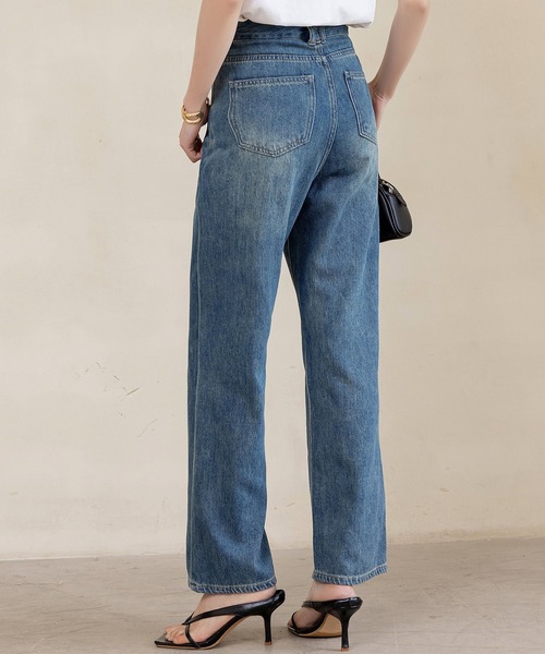 DAY CLOSET(デイ クローゼット)の「レディース ヴィンテージライクタテナガストレートデニムパンツ(デニムパンツ・レディース・ダークインディゴブルー/ブルー・XL/M/S/XS/L/2XL)」の13枚目の写真