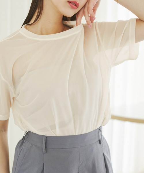 ROPE' PICNIC(ロペピクニック)の「シアーブライトTシャツ(Tシャツ/カットソー・レディース・グレー系その他/サックスブルー/キナリ・38)」の16枚目の写真