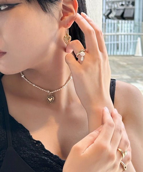 ANU（アヌ）の「heart 2way pierce - ハート2WAYピアス（ピアス（両耳用）・レディース・ゴールド/ピンクゴールド・FREE）」の12枚目の写真