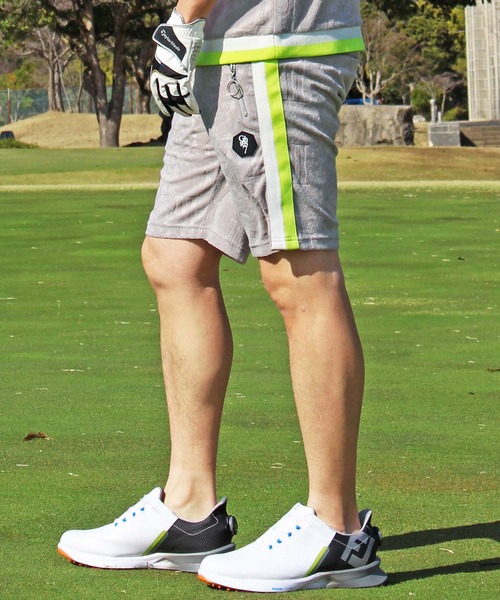 セール】ゴルフウェア ロゴ型押しパイル生地 ハーフパンツ