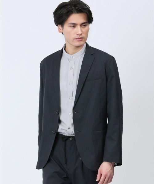 TAKA-Q（タカキュー）の「タカキュー ドットエア 2ボタンシャツジャケット(セットアップ可能)（セットアップ・メンズ・ネイビー/ブラック・MEDIUM/LARGE/X-LARGE）」の2枚目の写真