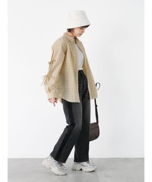 ehka sopo（エヘカソポ）の「柄アソート袖リボンシャツ（シャツ/ブラウス・レディース・ラベンダー/イエロー/サックスブルー/オリーブ/オフホワイト・F）」の12枚目の写真