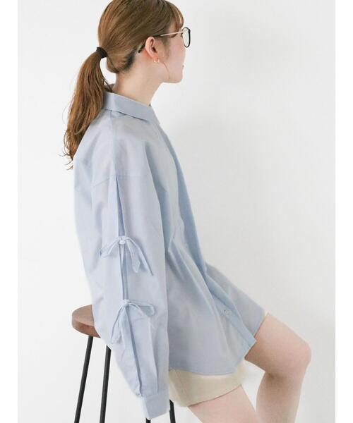 ehka sopo（エヘカソポ）の「柄アソート袖リボンシャツ（シャツ/ブラウス・レディース・ラベンダー/イエロー/サックスブルー/オリーブ/オフホワイト・F）」の13枚目の写真