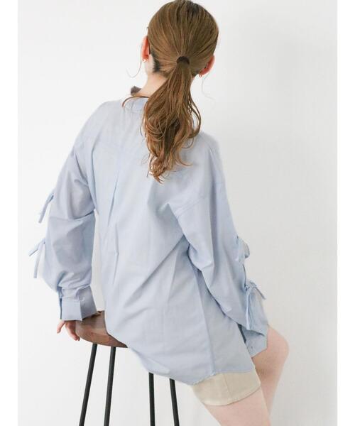 ehka sopo（エヘカソポ）の「柄アソート袖リボンシャツ（シャツ/ブラウス・レディース・ラベンダー/イエロー/サックスブルー/オリーブ/オフホワイト・F）」の14枚目の写真