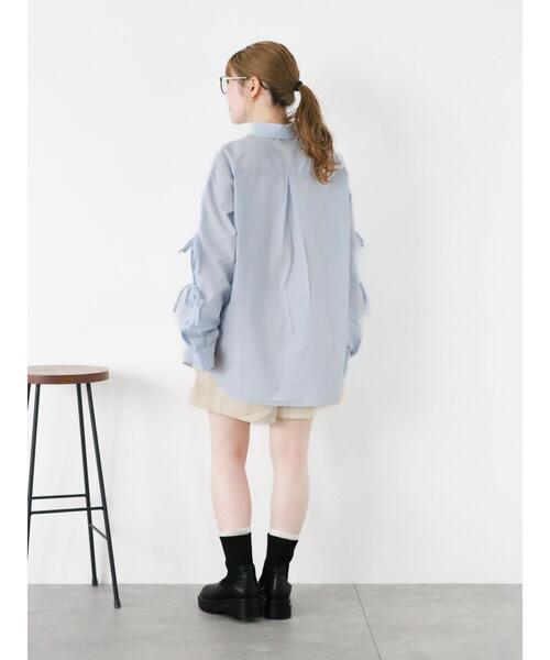 ehka sopo（エヘカソポ）の「柄アソート袖リボンシャツ（シャツ/ブラウス・レディース・ラベンダー/イエロー/サックスブルー/オリーブ/オフホワイト・F）」の16枚目の写真