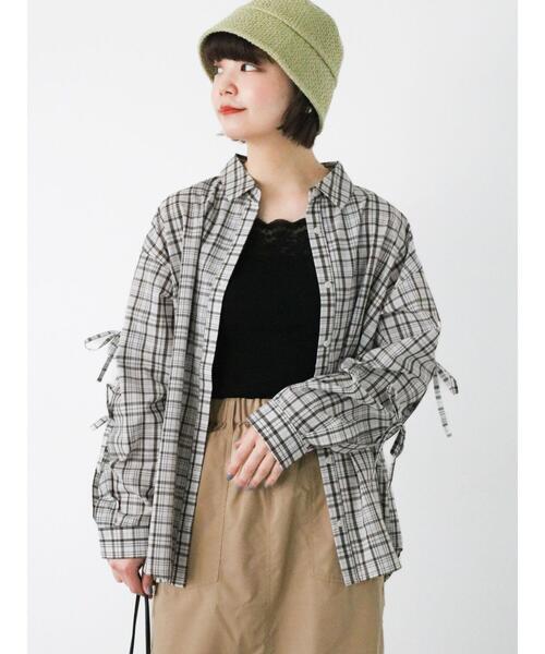 ehka sopo（エヘカソポ）の「柄アソート袖リボンシャツ（シャツ/ブラウス・レディース・ラベンダー/イエロー/サックスブルー/オリーブ/オフホワイト・F）」の17枚目の写真