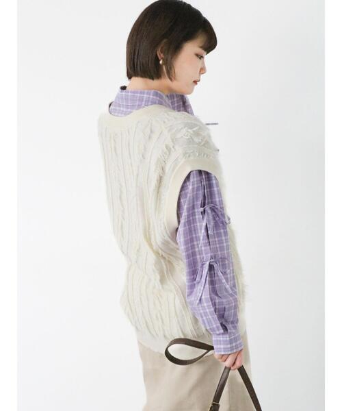 ehka sopo（エヘカソポ）の「柄アソート袖リボンシャツ（シャツ/ブラウス・レディース・ラベンダー/イエロー/サックスブルー/オリーブ/オフホワイト・F）」の22枚目の写真