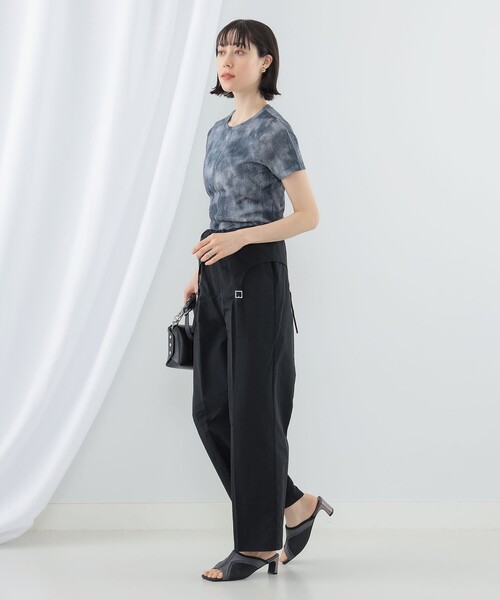 Ray BEAMS(レイビームス)の「Ray BEAMS / ガーターベルト ワイド パンツ(その他パンツ・レディース・ブラック/ライトグレー・1/0)」の6枚目の写真