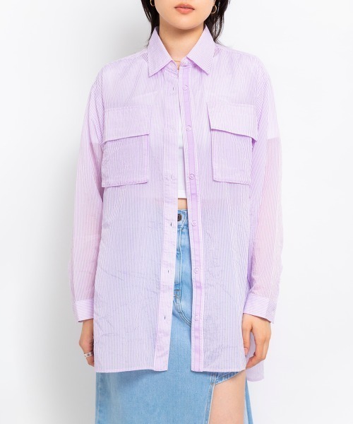 atmos（アトモス）の「ANNA SUI NYC シアー 配色 オーバーサイズ シャツ 【SP】（シャツ/ブラウス・レディース・パープル/ホワイト/ブルー・FREE）」の5枚目の写真