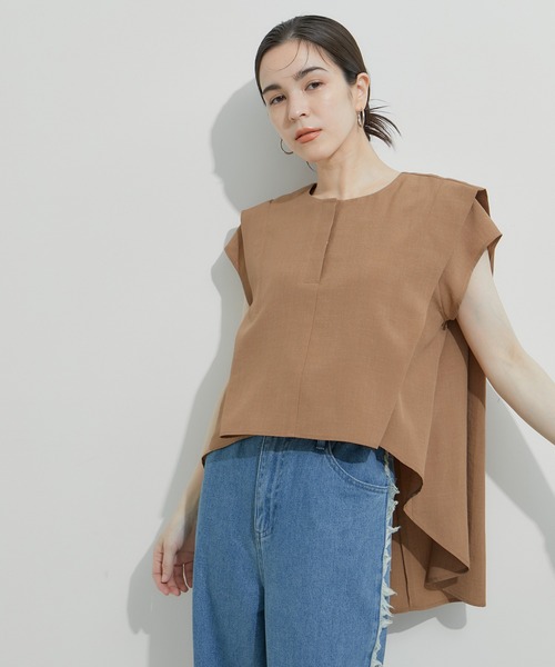 LE CERCLE par rope'（ルセルクルパーロペ）の「【セットアップ対応】タンブラーブッチャー2WAYブラウス（シャツ/ブラウス・レディース・チャコールグレー/ライトグレー/ダークブラウン/キャメル・FREE）」の4枚目の写真