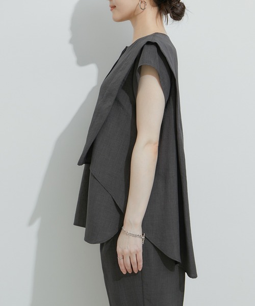 LE CERCLE par rope'（ルセルクルパーロペ）の「【セットアップ対応】タンブラーブッチャー2WAYブラウス（シャツ/ブラウス・レディース・チャコールグレー/ライトグレー/ダークブラウン/キャメル・FREE）」の5枚目の写真