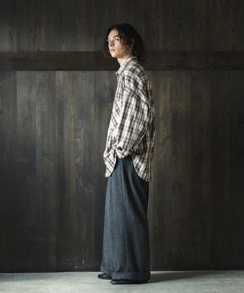 CASPER JOHN(キャスパージョン)の「Herringbone volume slacks/ヘリンボーンボリュームスラックス(スラックス・メンズ・ブラック/ブラウン・X-SMALL/SMALL/MEDIUM/LARGE)」の9枚目の写真