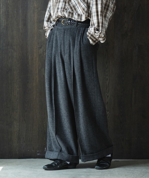 CASPER JOHN(キャスパージョン)の「Herringbone volume slacks/ヘリンボーンボリュームスラックス(スラックス・メンズ・ブラック/ブラウン・X-SMALL/SMALL/MEDIUM/LARGE)」の5枚目の写真