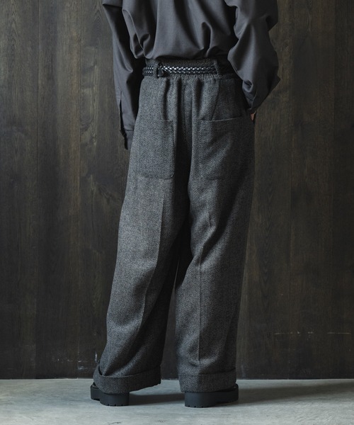 CLEL】Herringbone Prime TR Stripe 2Tuck Slacks / ヘリンボーン