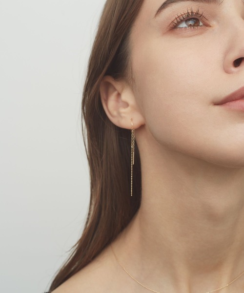 PAS TIERRA（パティエラ）の「【Ray】K10ボールチェーンアメリカンピアス（ピアス（両耳用）・レディース・イエローゴールド・FREE）」の2枚目の写真