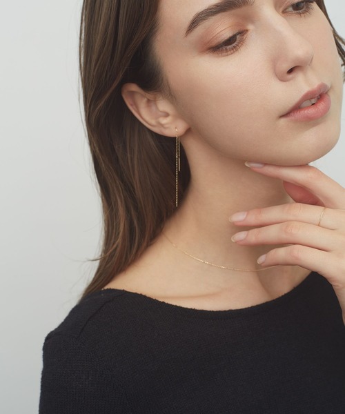 PAS TIERRA（パティエラ）の「【Ray】K10ボールチェーンアメリカンピアス（ピアス（両耳用）・レディース・イエローゴールド・FREE）」の3枚目の写真