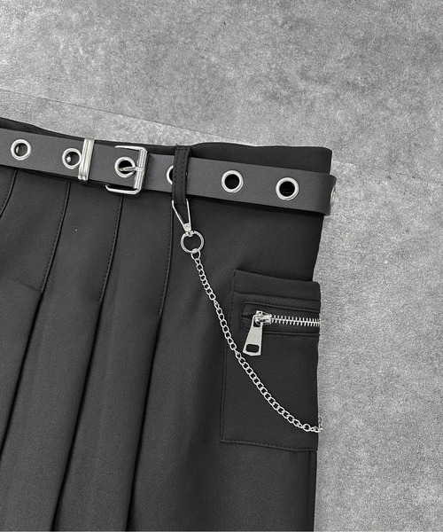 ●送料込●BALENCIAGA●】チャンキーチェーン プリーツスカート jiasecond.（ジアセカンド）の「【jiasecond.】ベルト＆チェーン