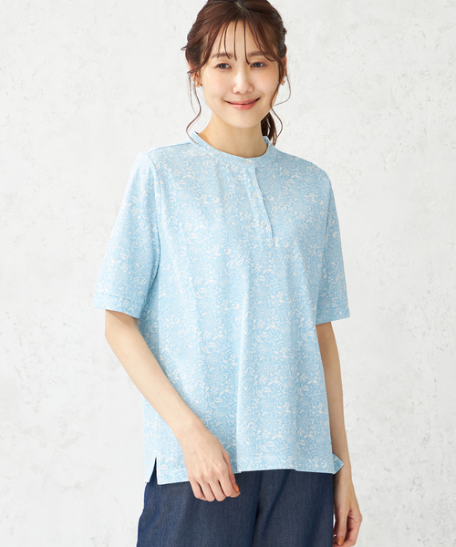 DECOY SINCE 1981(デコイシンスイチキュウハチイチ)の「【接触冷感・UVカット】オーガニックコットンカノコプルオーバー(Tシャツ/カットソー・レディース・イエロー/ネイビー/サックスブルー・M/L/LL)」の1枚目の写真