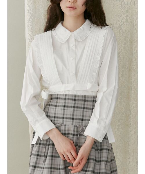 merry jenny（メリージェニー）の「ピンタックハーネスブラウス（シャツ/ブラウス・レディース・ブラック/オフホワイト/グレー・FREE）」の2枚目の写真