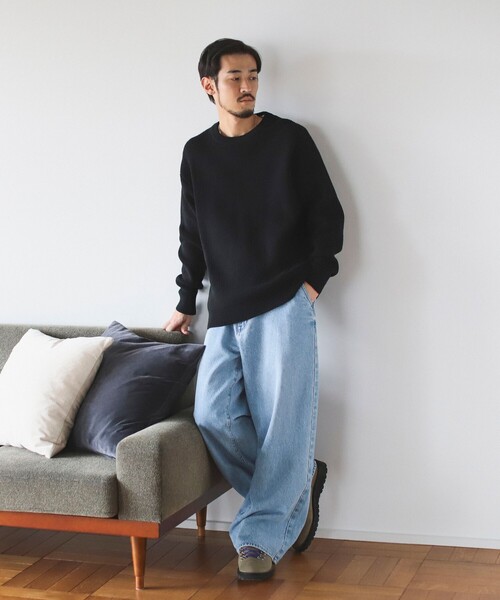 B:MING by BEAMS（ビーミングバイビームス）の「7ゲージ バルキー 片畦 クルーネック ニット（ニット/セーター・メンズ・ブルー/ブラック/ワイン・SMALL/MEDIUM/LARGE/X-LARGE）」の5枚目の写真