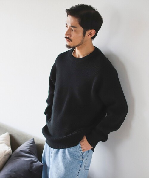 B:MING by BEAMS（ビーミングバイビームス）の「7ゲージ バルキー 片畦 クルーネック ニット（ニット/セーター・メンズ・ブルー/ブラック/ワイン・SMALL/MEDIUM/LARGE/X-LARGE）」の6枚目の写真